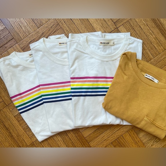 Marine Layer Womens Swing Crew Rainbow Graphic Tee in Antique White Sz S NWOT - Picture 5 of 6